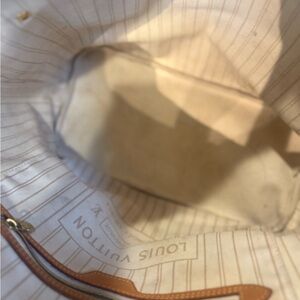 Louis Vuitton Cream Tote with Quilted Design and Gold Hardware